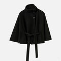 Women's Short Belted Cape Jacket Coat