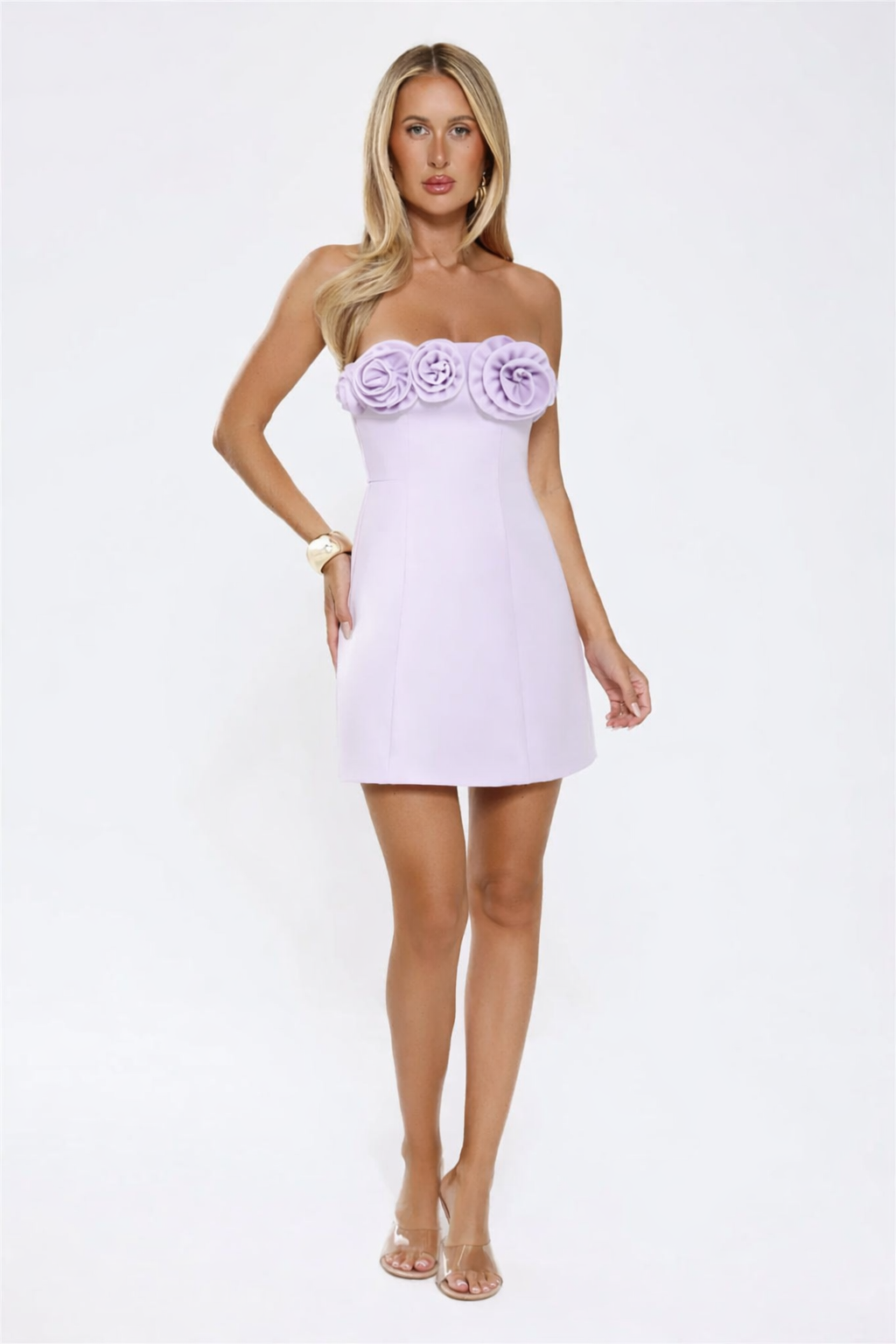Rosette Strapless Mini Dress