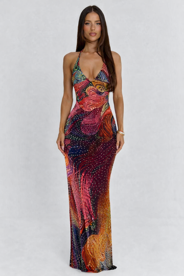 Esmeralda Crystal Maxi Dress