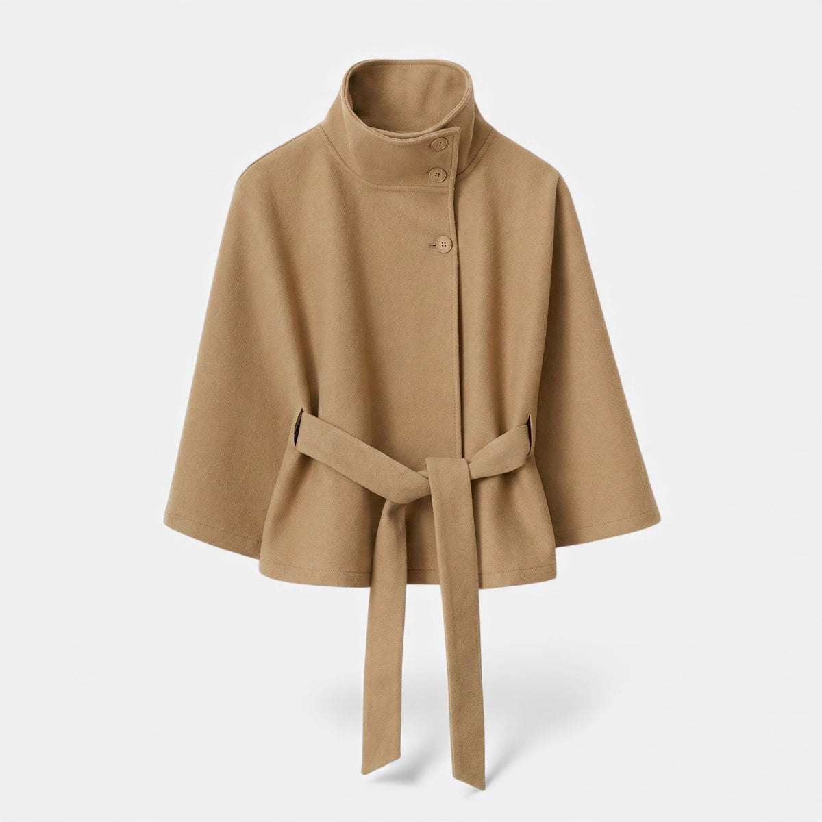 Women's Short Belted Cape Jacket Coat