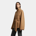 Women's Short Belted Cape Jacket Coat