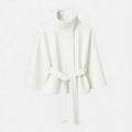 Women's Short Belted Cape Jacket Coat