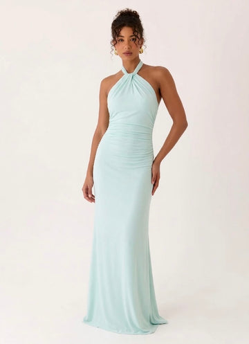Samaria Halter Maxi Dress Blue