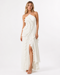 Women's Maxi Dress in Polyester Chiffon – Sleeveless Halter Gown