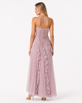 Women's Maxi Dress in Polyester Chiffon – Sleeveless Halter Gown
