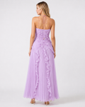 Women's Maxi Dress in Polyester Chiffon – Sleeveless Halter Gown