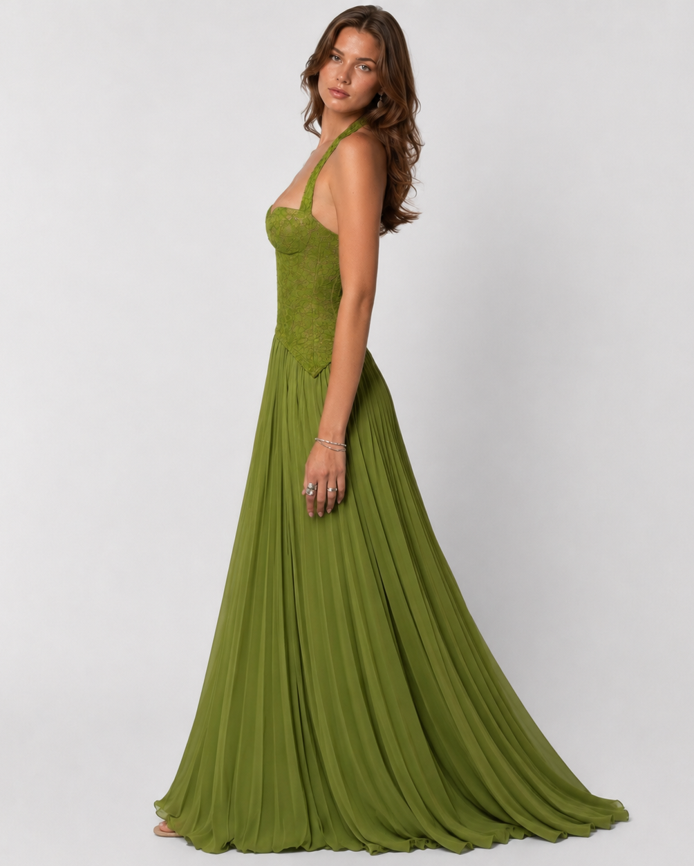 Women's Floral Lace Corset Maxi Dress