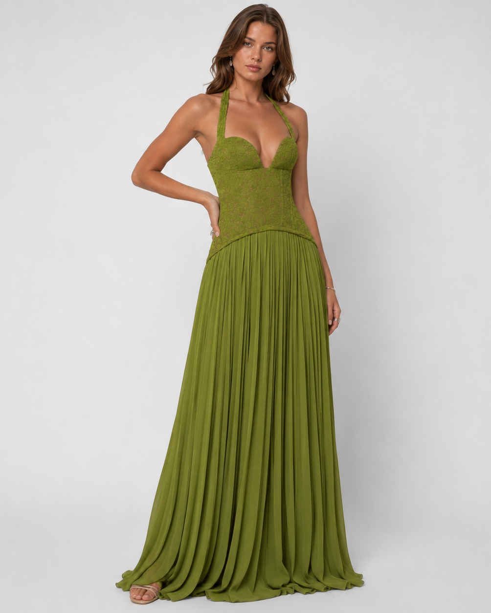 Women's Floral Lace Corset Maxi Dress