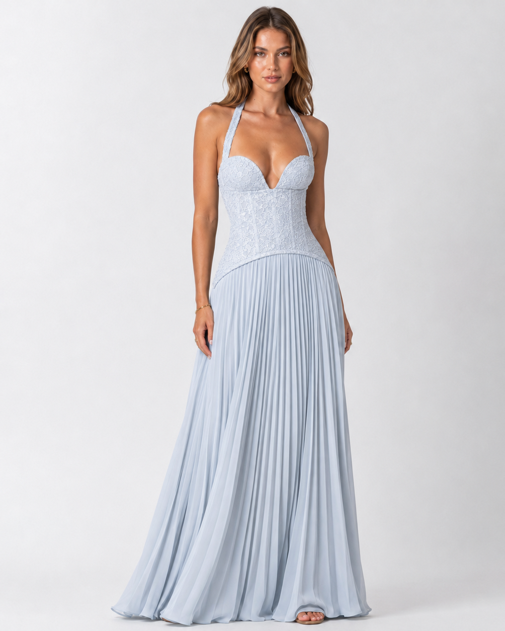 Women's Floral Lace Corset Maxi Dress