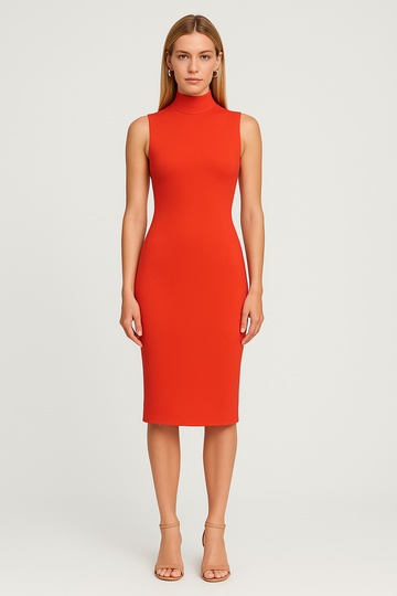 Red Halter Bodycon Midi Dress – Grace — Red