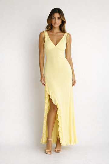 Lemon Solstice Maxi Dress — Light Yellow