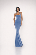 Light Blue Shimmering Slim Fit Maxi Dress