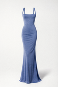 Light Blue Shimmering Slim Fit Maxi Dress