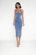 Light Blue Shimmering Slim Fit Maxi Dress