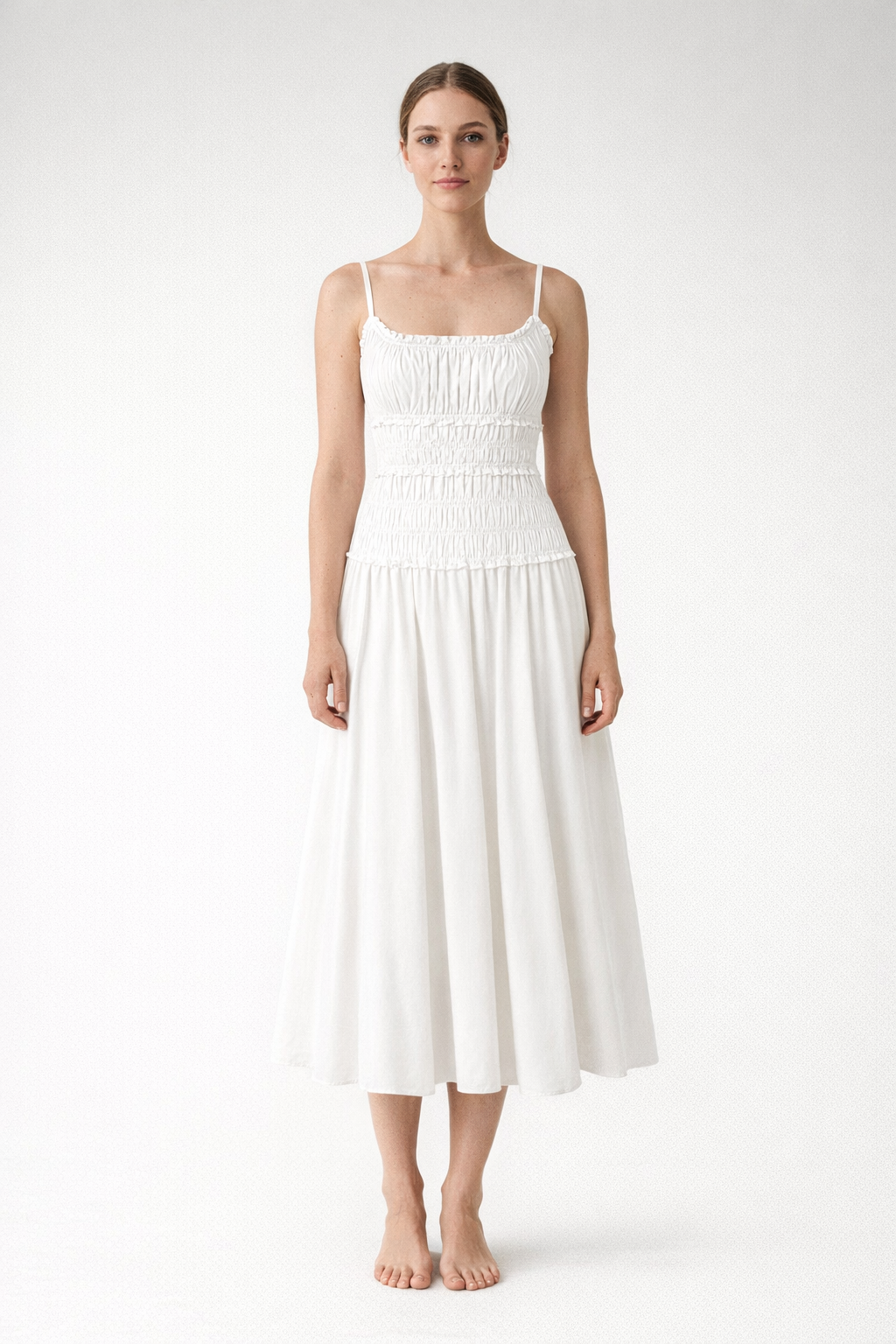 Summer Cotton Maxi Dress for Women – Calma — White