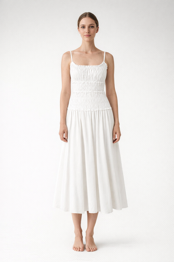 Summer Cotton Maxi Dress for Women – Calma — White