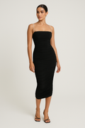 Black Mesh Slim Dress - Chain Detail Ruched Cami — Black