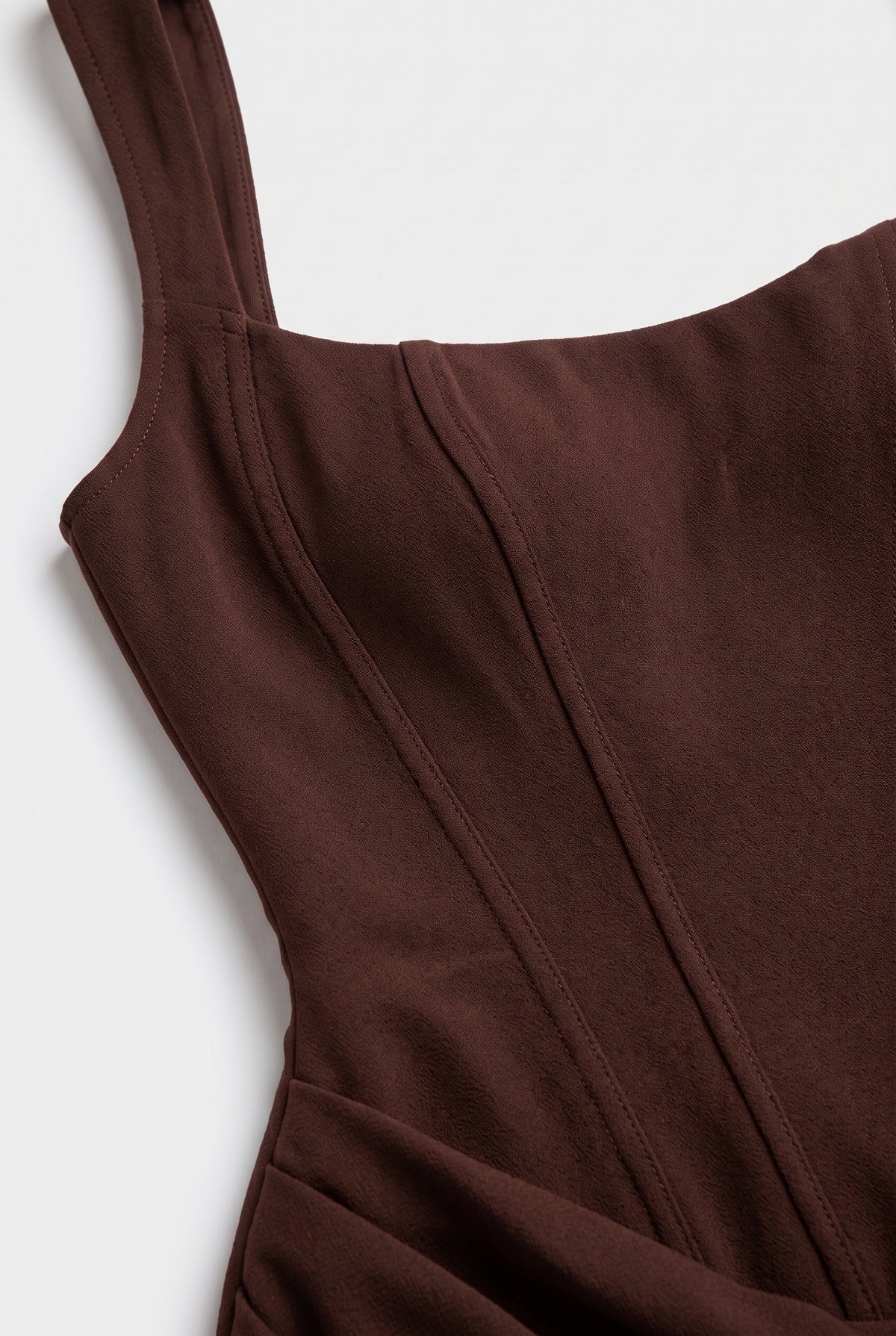 Corset Maxi Dress – Women's Bodycon Draped — Brown