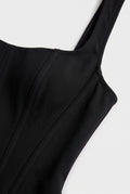 Corset Maxi Dress – Women's Bodycon Draped — Black