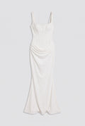 Corset Maxi Dress – Women's Bodycon Draped — White