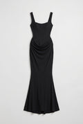 Corset Maxi Dress – Women's Bodycon Draped — Black
