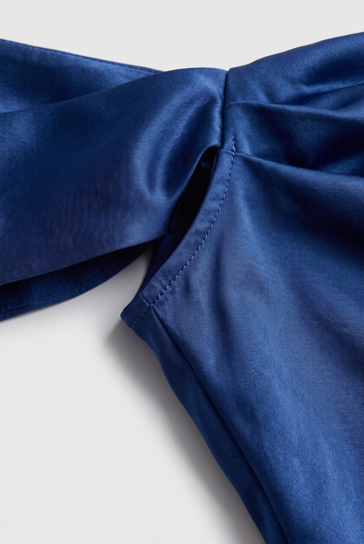 Elegant Mini Dress for Women - Navy Blue Ruched Satin Bodycon