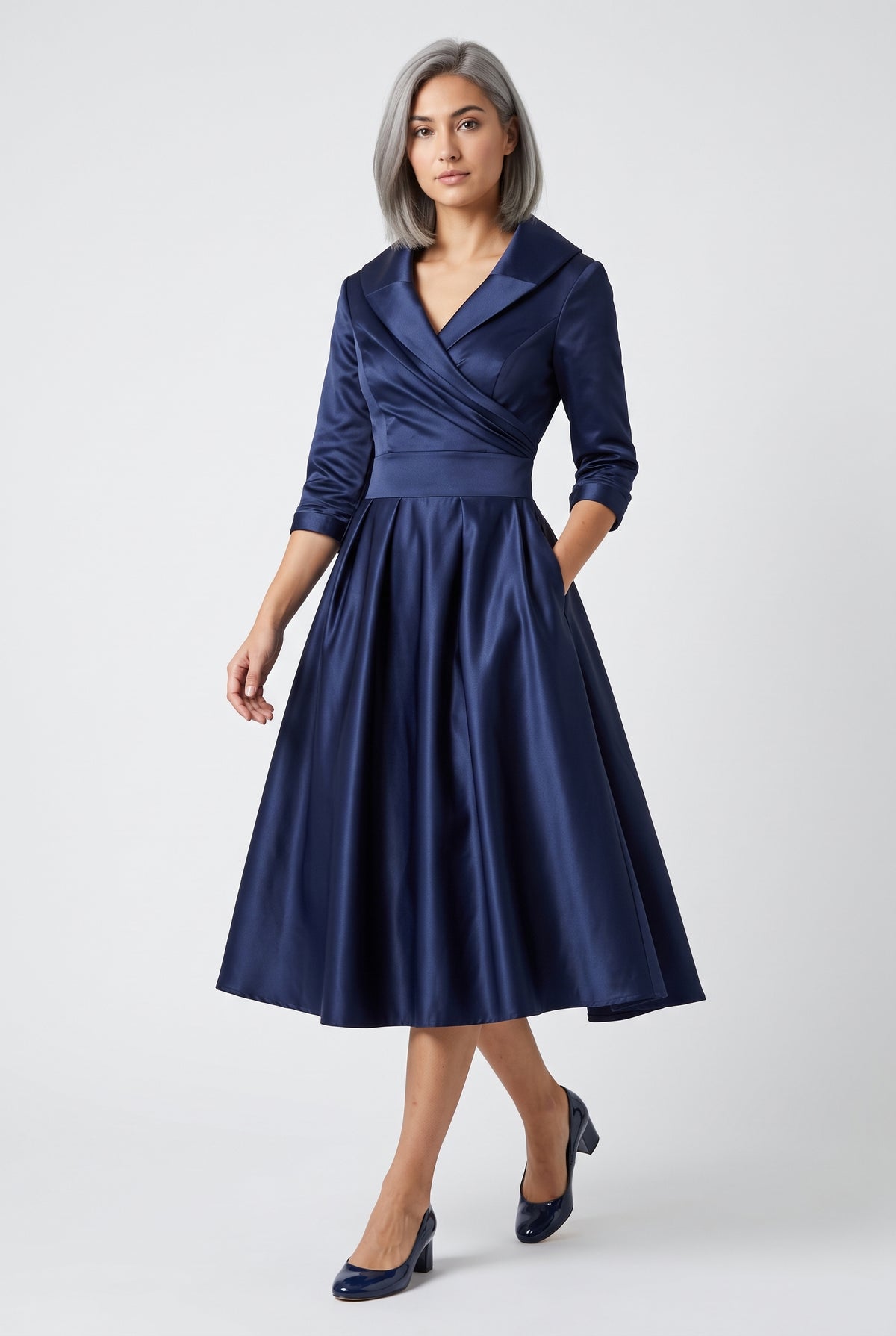 Elegant Satin Dress — Blue
