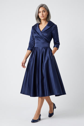 Elegant Satin Dress — Blue