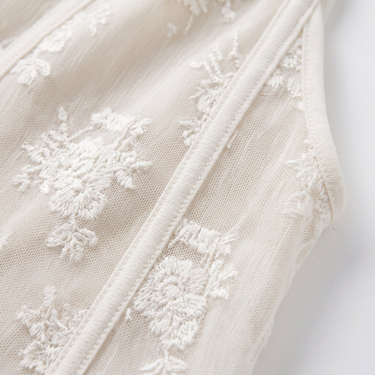 Plunge Neck Lace Mini Dress — White