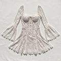 Plunge Neck Lace Mini Dress — White
