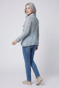 Women's Vintage Blue Paisley Print Ruffled Jacket