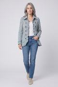 Women's Vintage Blue Paisley Print Ruffled Jacket