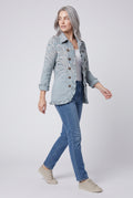 Women's Vintage Blue Paisley Print Ruffled Jacket