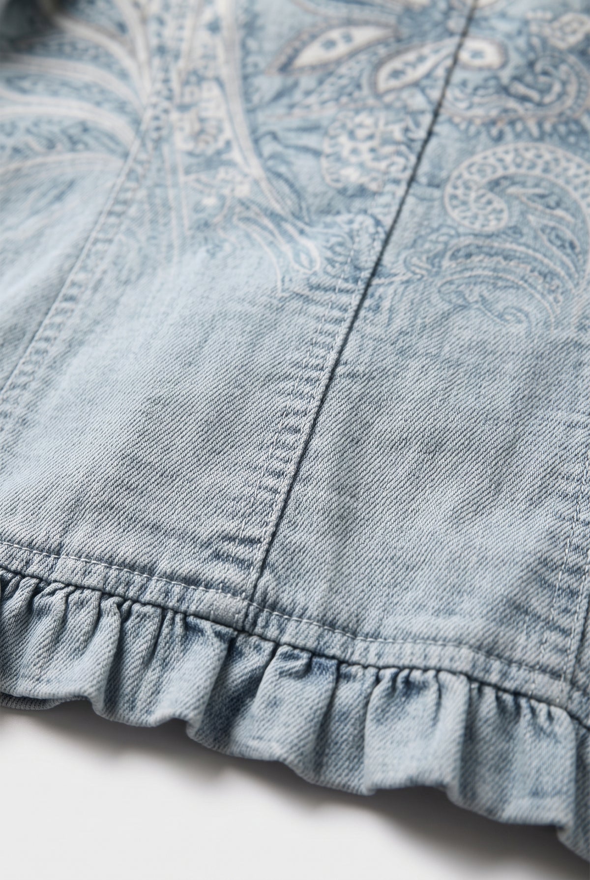 Women's Vintage Blue Paisley Print Ruffled Jacket
