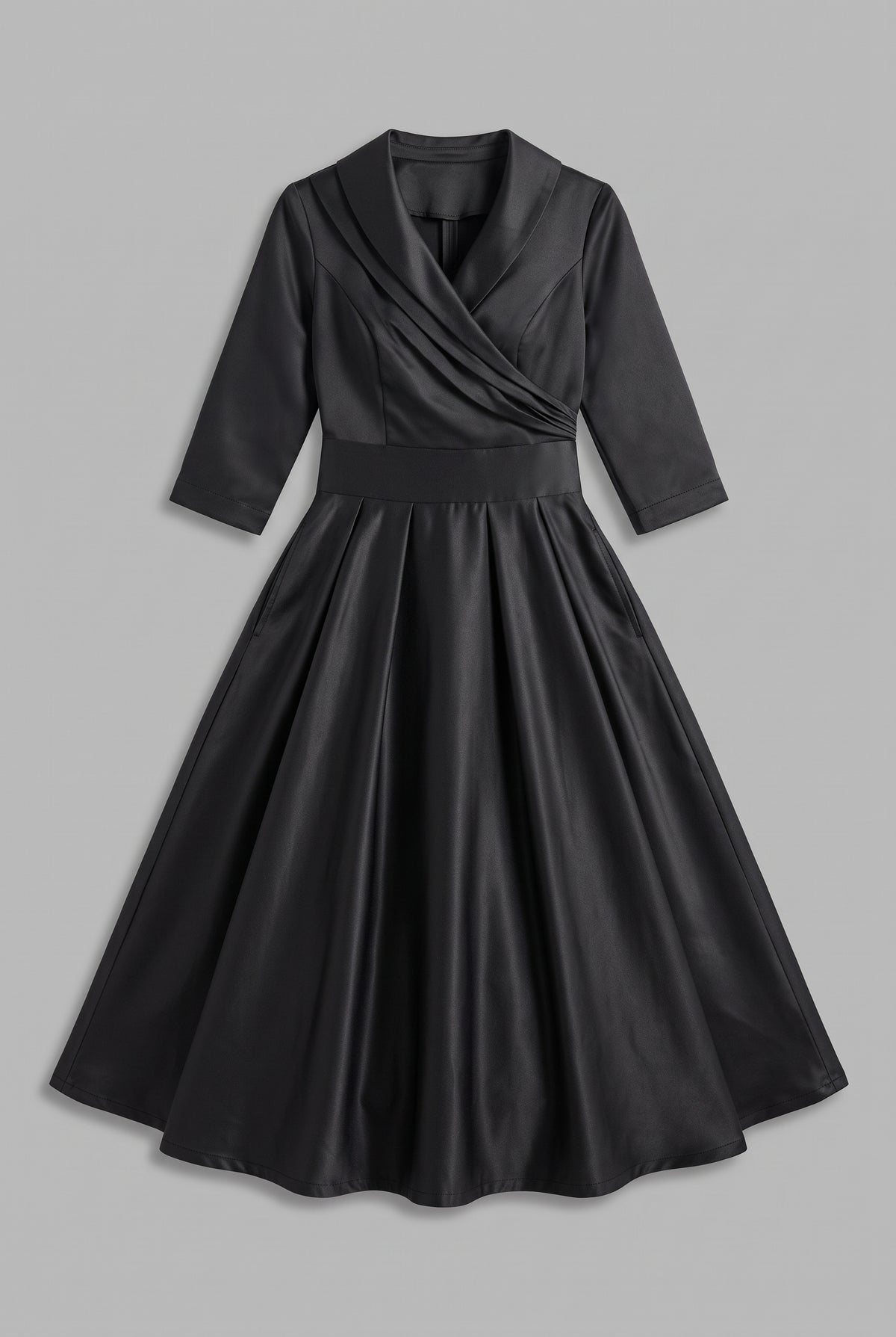 Karen Satin Evening Dress — Black