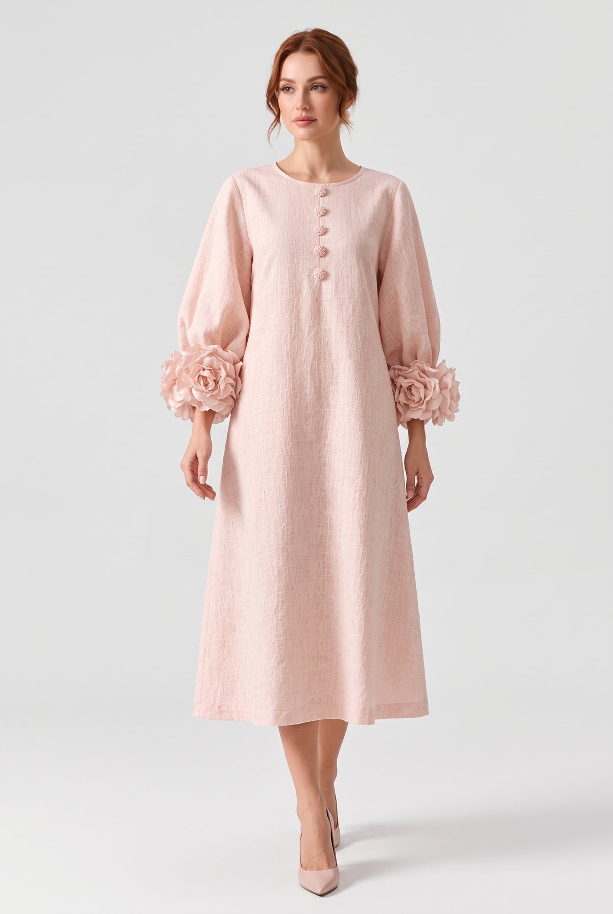 Liliana Floral Midi Dress — Pink