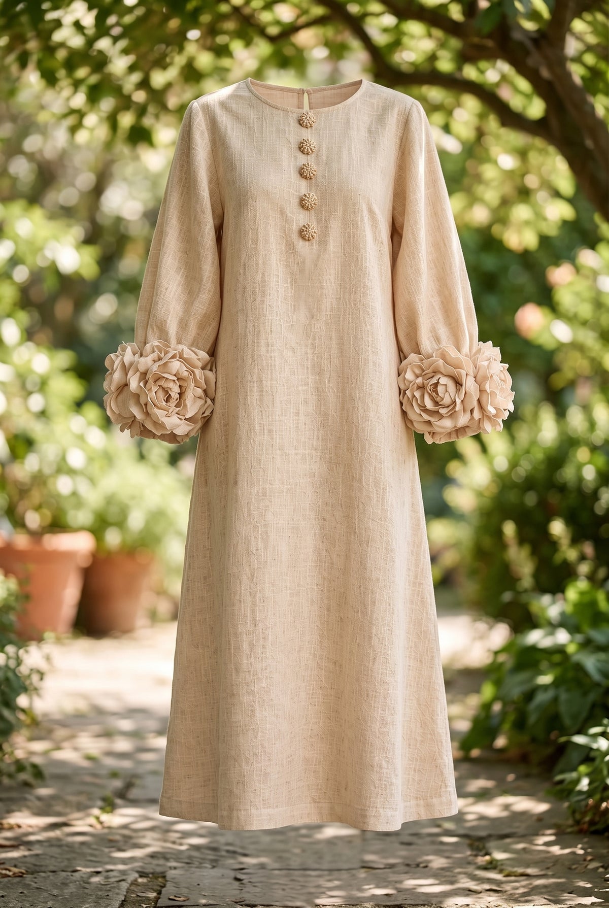 Liliana Floral Midi Dress — Peach
