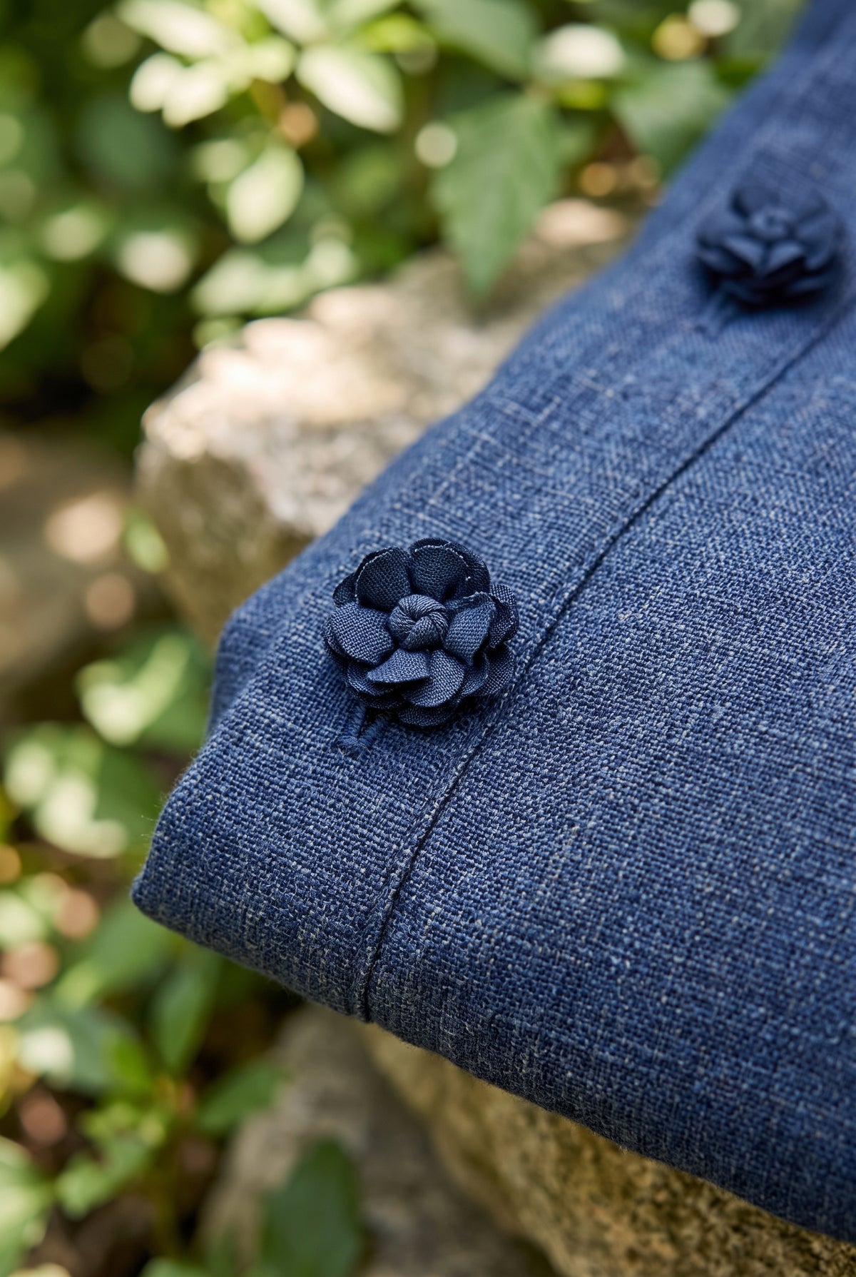 Liliana Floral Midi Dress — Navy Blue