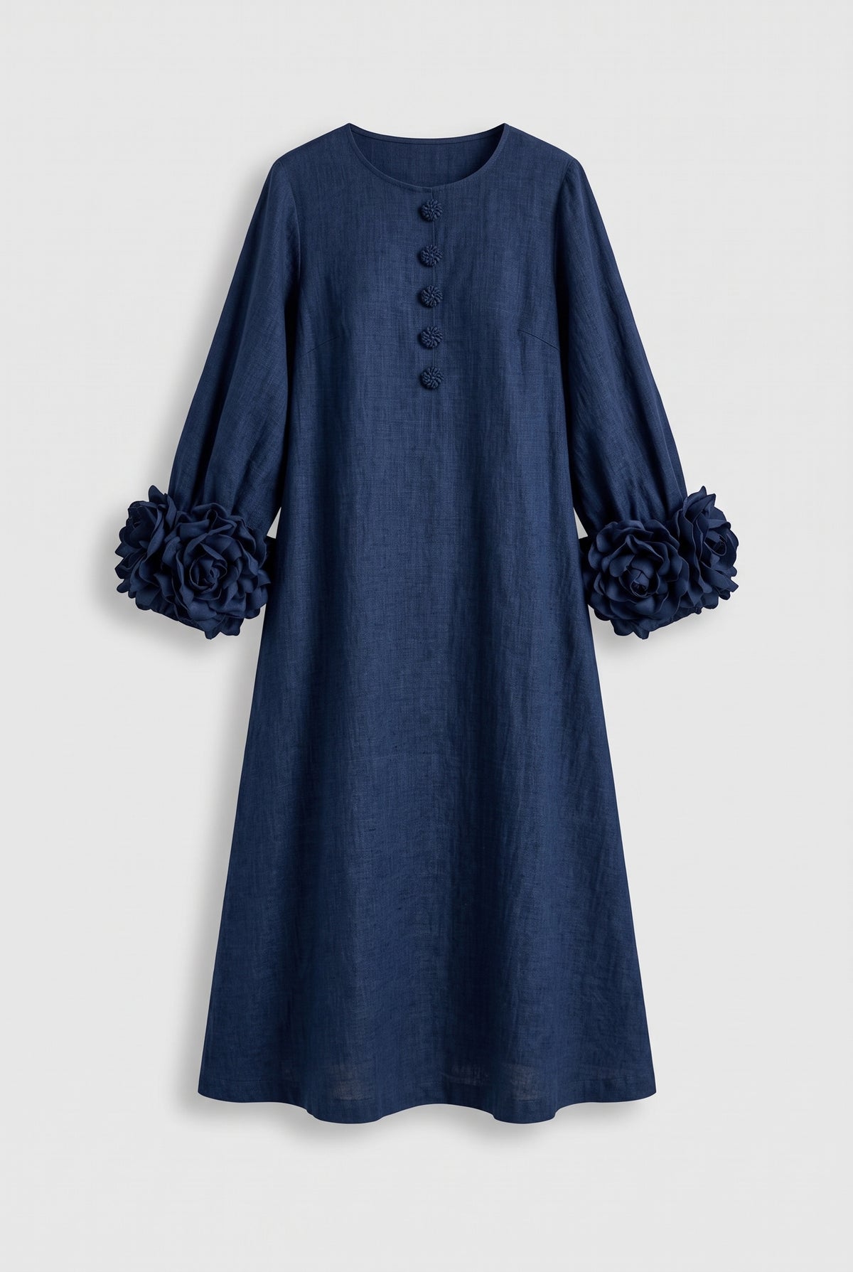 Liliana Floral Midi Dress — Navy Blue