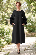 Liliana Floral Midi Dress — Black
