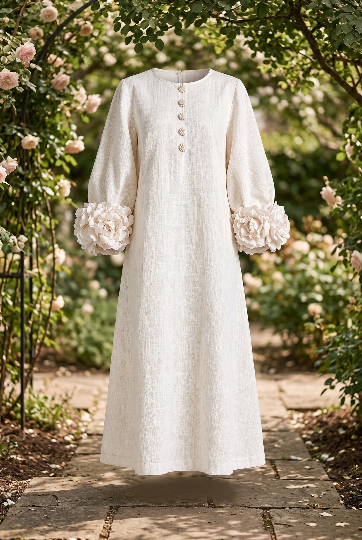 Liliana Floral Midi Dress — White