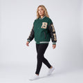 Wool Blend Varsity Jacket with Custom Bone Patching — Green