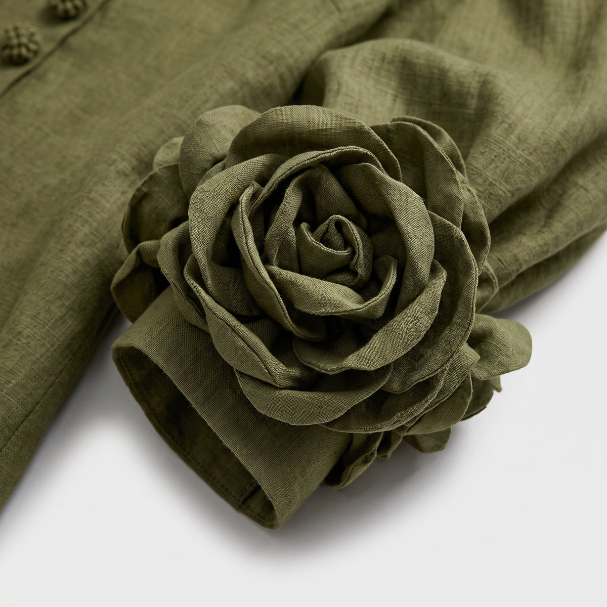 Brown dress with floral print and button-down mini length — Olive