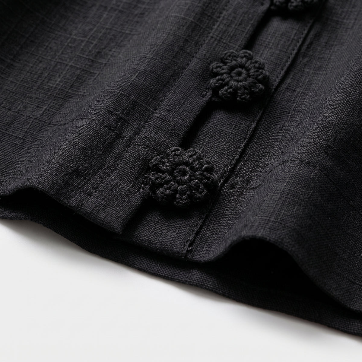 Brown dress with floral print and button-down mini length — Black