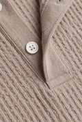 Ribbed Polo Shirt for Men with Long Sleeves — Khaki