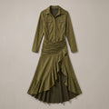 Suede-Feel Long Sleeve Maxi Dress — Light Green