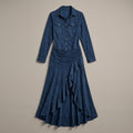 Suede-Feel Long Sleeve Maxi Dress — Blue