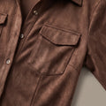 Suede-Feel Long Sleeve Maxi Dress — Brown