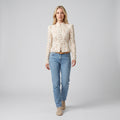 Mock Neck Lace Blouse — WHITE