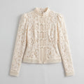 Mock Neck Lace Blouse — WHITE
